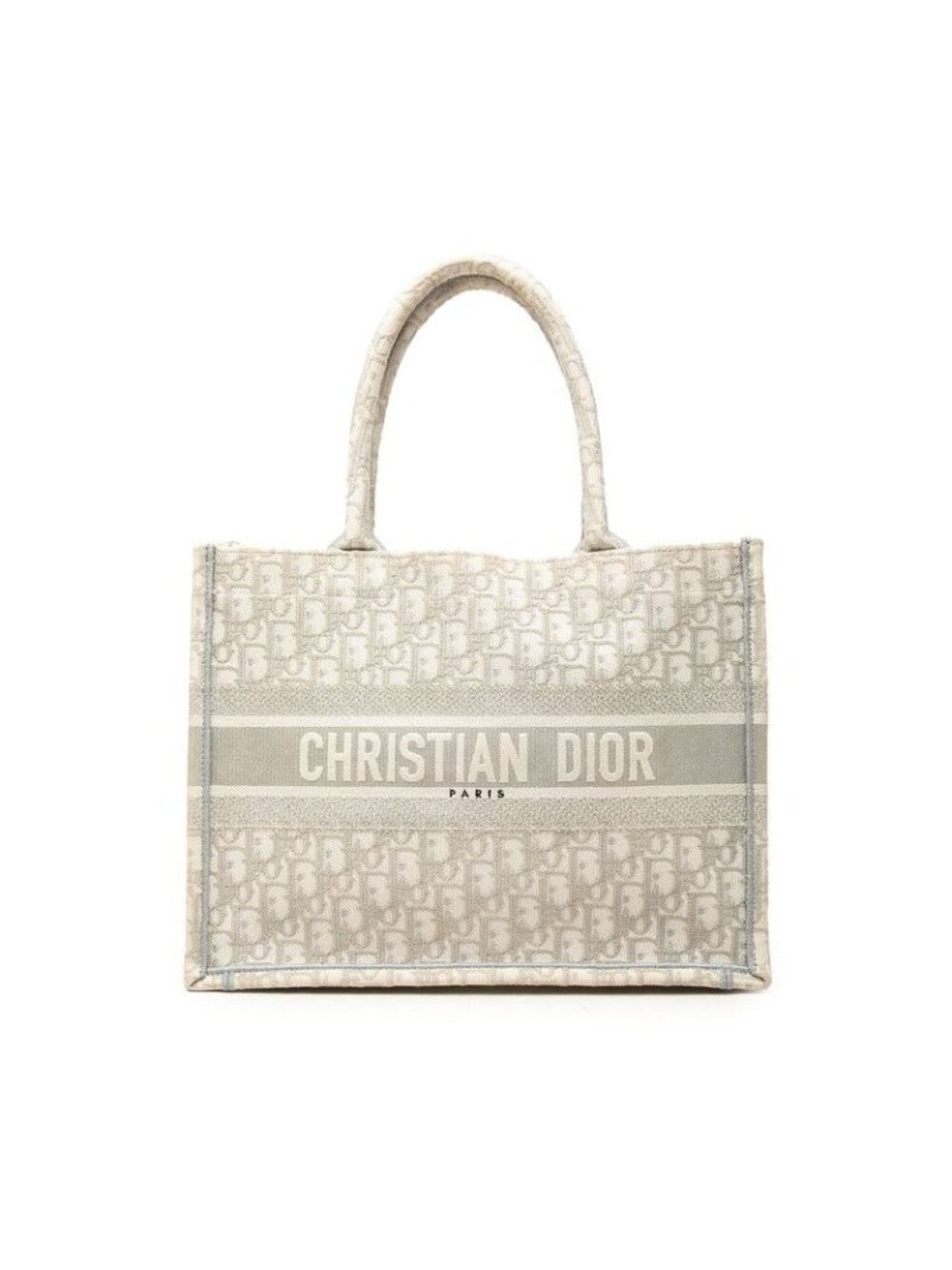 Dior Oblique Trotter Book Tote Bag Medium Ivory Gray Canvas